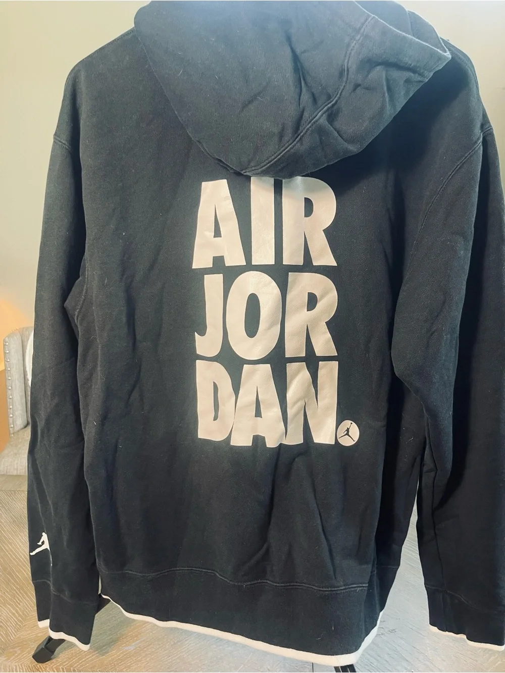 Jordan Nike Black Pullover Hoodie with White Square Logo Air Jordan